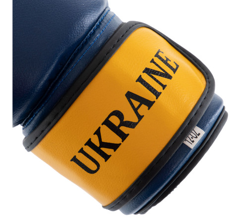 Рукавиці боксерські на липучці PVC UKRAINE 2-16 унцій синій-жовтий