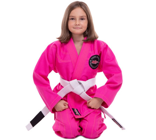 Кімоно для бразильського джиу-джитсу BJJ жіноча рожева куртка штани та пояс HARD TOUCH 130-160см рожевий
