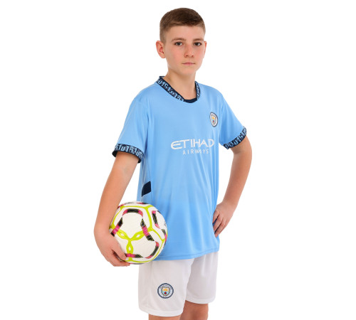 Форма футбольная детская с символикой футбольного клуба MANCHESTER CITY HAALAND 9 домашняя 2025 SP-Sport 20-30 голубой-белый