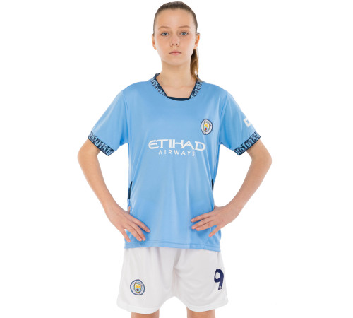 Форма футбольная детская с символикой футбольного клуба MANCHESTER CITY HAALAND 9 домашняя 2025 SP-Sport 20-30 голубой-белый