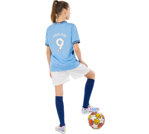 Форма футбольная детская с символикой футбольного клуба MANCHESTER CITY HAALAND 9 домашняя 2025 SP-Sport 20-30 голубой-белый