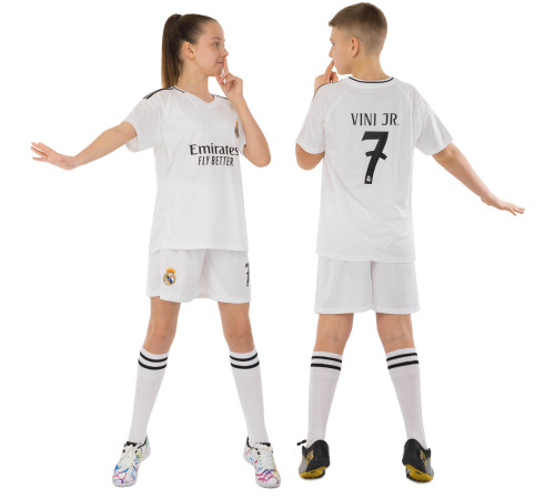 Форма футбольная детская с символикой футбольного клуба REAL MADRID VINI JR 7 домашняя 2025 SP-Sport 20-30 белый