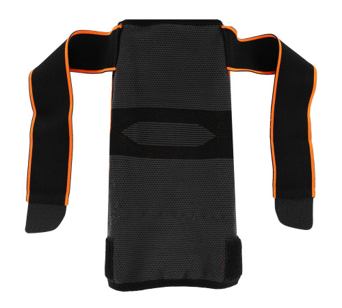Наколенник эластичный с ребрами жесткости и фиксирующим ремнем EXTREME S-L 1ш черный-оранжевый