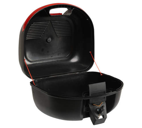 Кофр центральний задній для мотоцикла пластиковий Top Case JUHAO 1шт 39x36x28см чорний-червоний