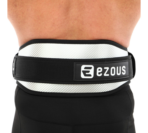 Пояс атлетичний текстильний EZOUS CARBON FIBER BELT WITH WAIST PAD спинка-16см розмір S-L чорний