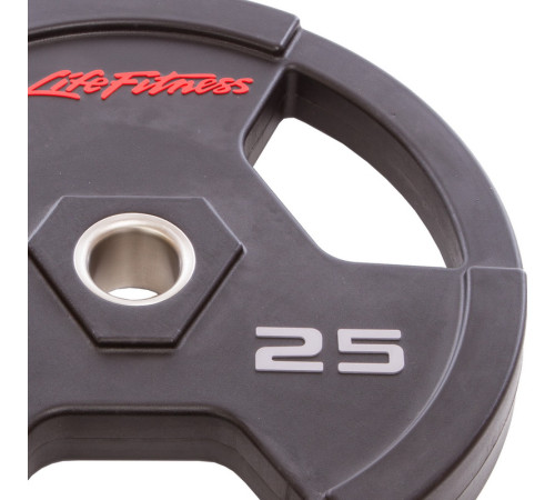 Блины диски полиуретановые с тройным хватом и металлической втулкой LIFE FITNESS 51мм 25кг черный