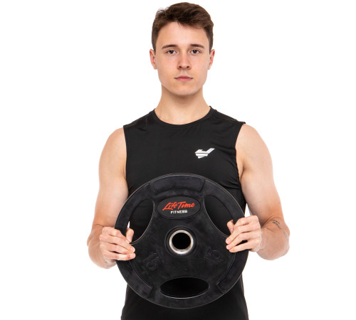 Млинці диски гумові з потрійним хватом та металевою втулкою LIFE FITNESS 51мм 15кг чорний
