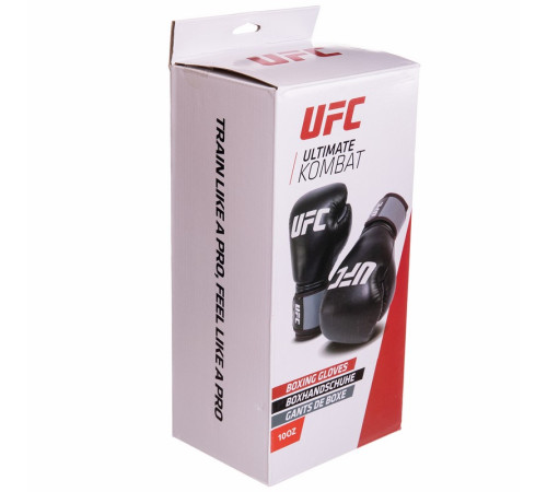 Рукавиці боксерські на липучці PU UFC Boxing 10 унцій чорний