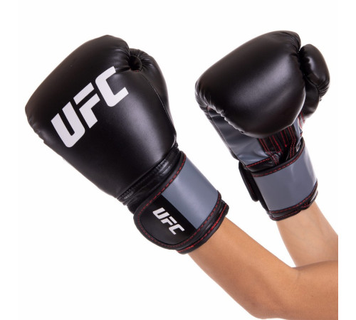 Рукавиці боксерські на липучці PU UFC Boxing 10 унцій чорний
