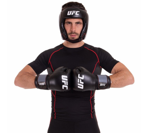 Рукавиці боксерські на липучці PU UFC Boxing 14 унцій чорний