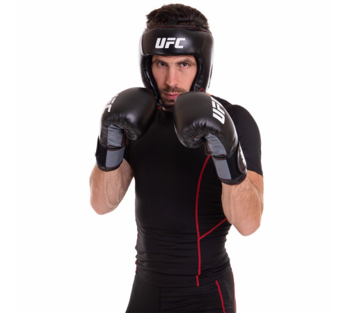 Рукавиці боксерські на липучці PU UFC Boxing 14 унцій чорний