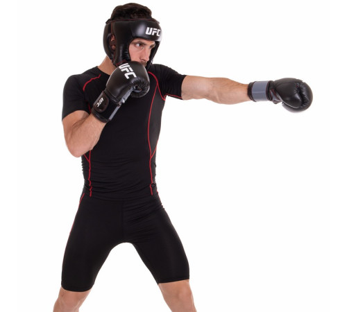 Рукавиці боксерські на липучці PU UFC Boxing 14 унцій чорний
