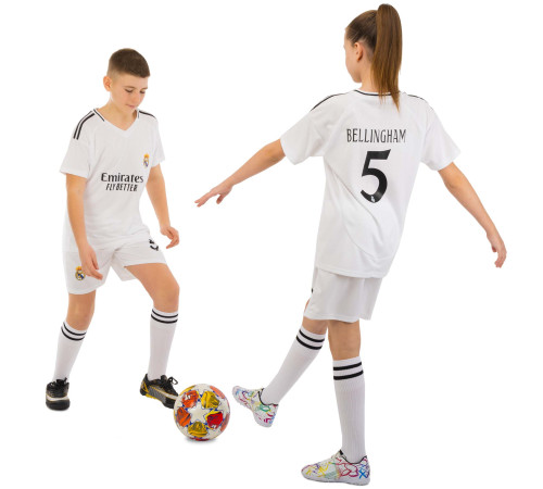Форма футбольная детская с символикой футбольного клуба REAL MADRID BELLINGHAM 5 домашняя 2025 SP-Sport 20-30 белый