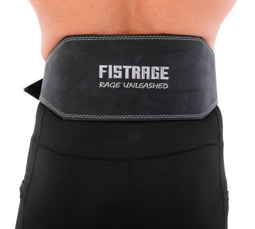 Пояс атлетичний шкіряний FISTRAGE спинка-15см розмір-S-XXL сірий