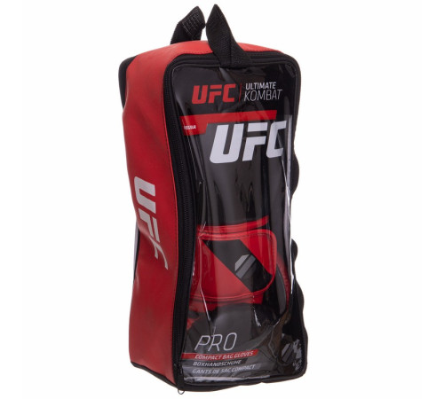 Рукавиці боксерські на липучці PU UFC PRO Compact S-M червоний-чорний