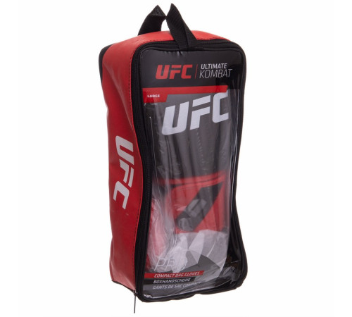 Рукавиці боксерські на липучці PU UFC PRO Compact L червоний-чорний