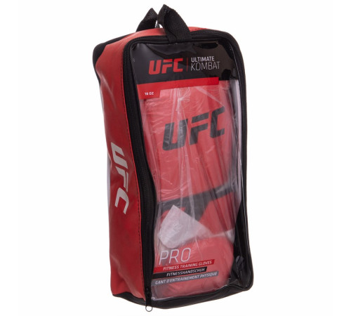 Рукавиці боксерські на липучці PU UFC PRO Fitness 18 унцій червоний