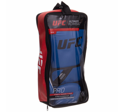 Рукавиці боксерські на липучці PU UFC PRO Fitness 18 унцій синій