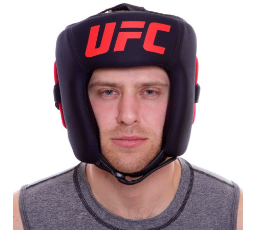 Шлем боксерский с полной защитой кожаный UFC PRO L-XL черный