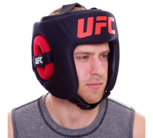 Шлем боксерский с полной защитой кожаный UFC PRO L-XL черный