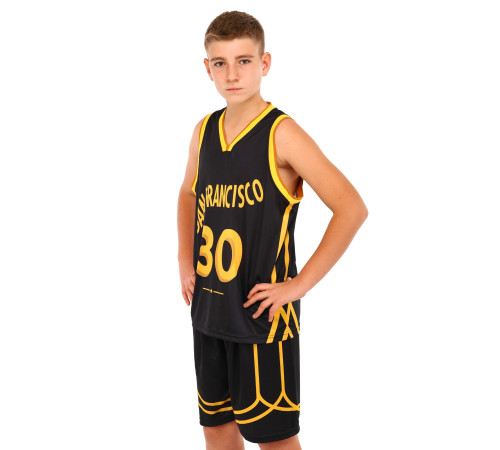 Форма баскетбольная детская NBA клуб San Francisco 30 S-2XL черный-желтый