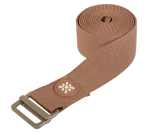 Ремінь для йоги з металевою пряжкою BLOOM YOGA STRAP 183x3,8см коричневий