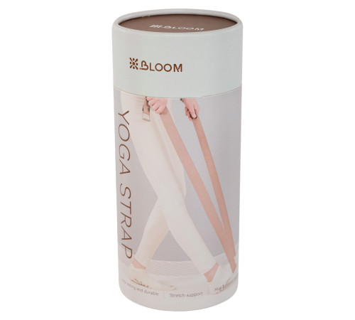 Ремінь для йоги з металевою пряжкою BLOOM YOGA STRAP 183x3,8см коричневий
