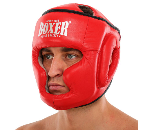 Шлем боксерский с полной защитой кожаный BOXER NEW М-L цвета в ассортименте
