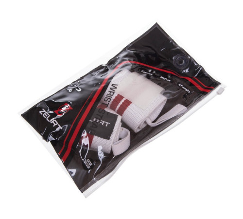 Бинти кистьові для жиму STRENGTH WRIST WRAPS Zelart 2штуки білий-червоний
