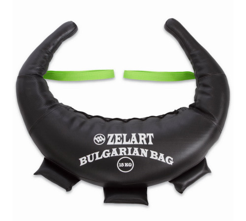 Мішок Болгарський тренувальний Zelart Bulgarian Bag 15кг чорний-салатовий