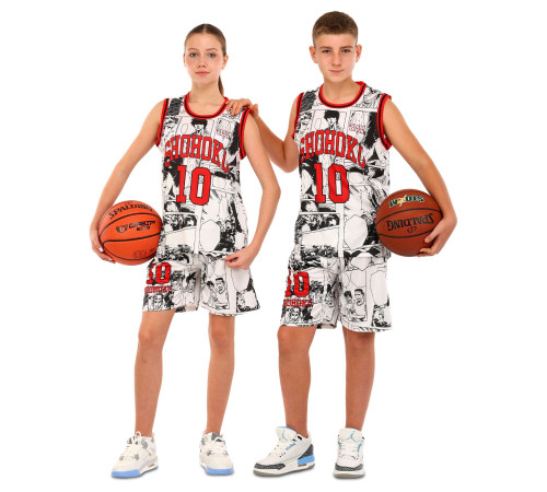 Форма баскетбольная детская NBA клуб Shuhoku 10 S-2XL белый-красный