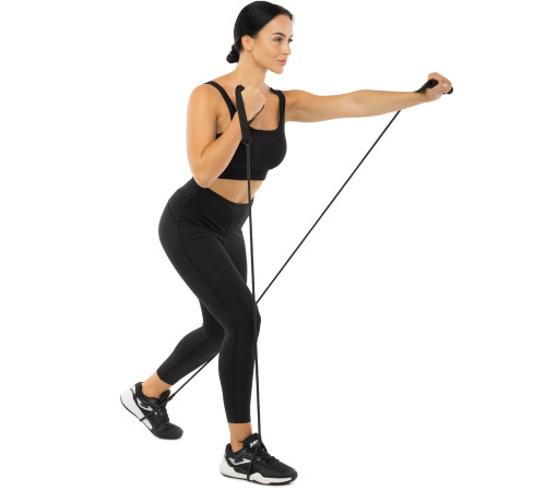 Еспандер трубчастий з ручками та лямками для ніг BODY SHAPER SP-Sport чорний