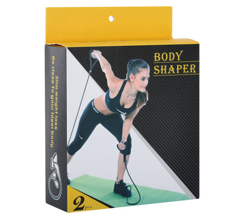 Еспандер трубчастий з ручками та лямками для ніг BODY SHAPER SP-Sport чорний