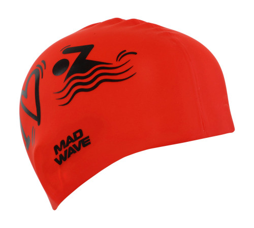 Шапочка для плавання силіконова для дорослих MadWave LOVE SWIMMIMG червоний