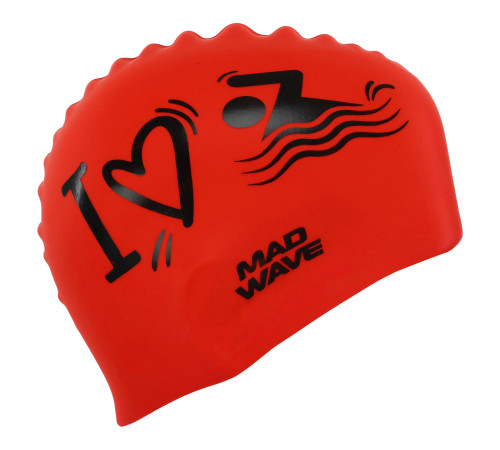 Шапочка для плавання силіконова для дорослих MadWave LOVE SWIMMIMG червоний