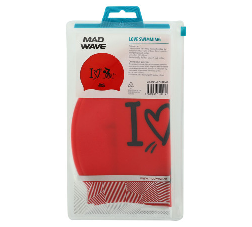 Шапочка для плавання силіконова для дорослих MadWave LOVE SWIMMIMG червоний