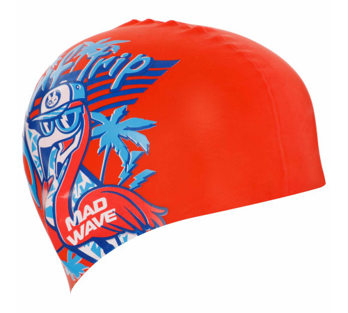 Шапочка для плавання силіконова юніорська MadWave Junior FLAMINGO червоний
