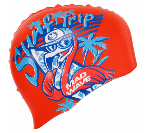 Шапочка для плавання силіконова юніорська MadWave Junior FLAMINGO червоний