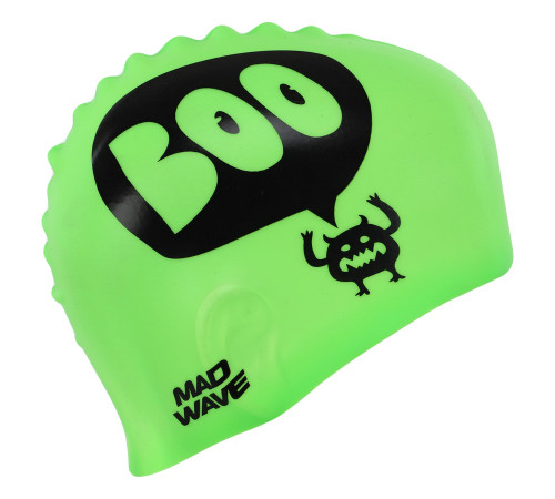 Шапочка для плавания силиконовая юниорская MadWave Junior Boo зеленый