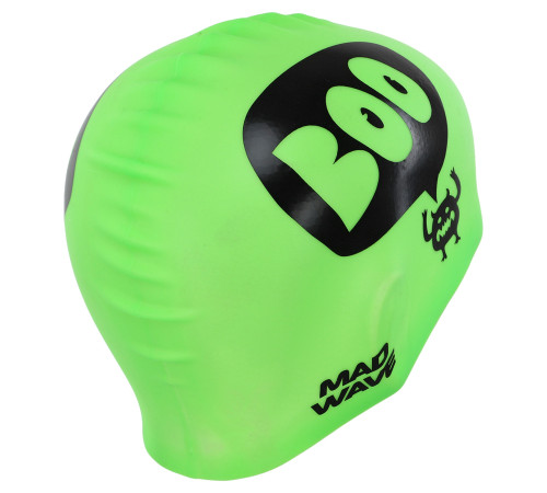 Шапочка для плавания силиконовая юниорская MadWave Junior Boo зеленый