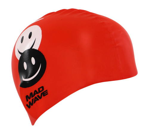 Шапочка для плавання силіконова юніорська MadWave Junior EMOJI червоний
