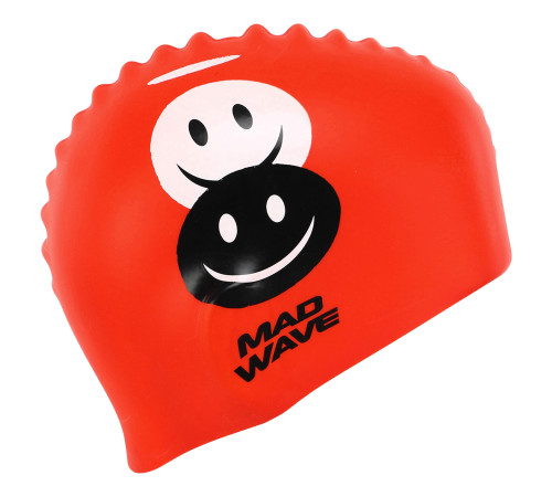 Шапочка для плавання силіконова юніорська MadWave Junior EMOJI червоний