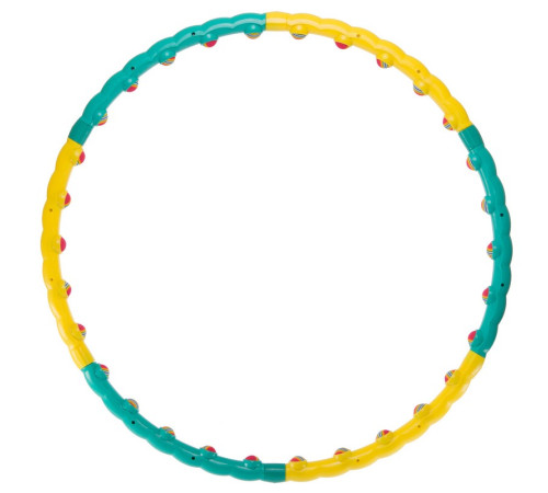 Обруч для схуднення масажний розбірний Хула Хуп Hula Hoop COLOR BALL 6 секцій жовтий-бірюзовий