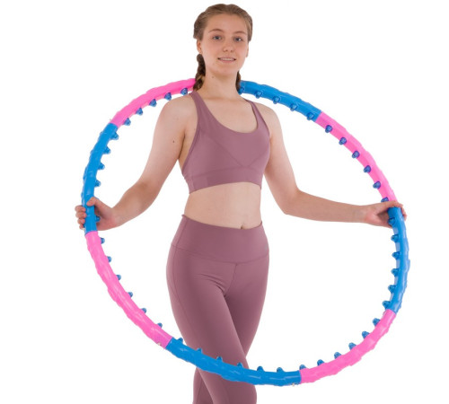 Обруч для похудения массажный разборной Хула Хуп Hula Hoop DYNAMIC JIESEN HOOP 8 секций розовый-синий