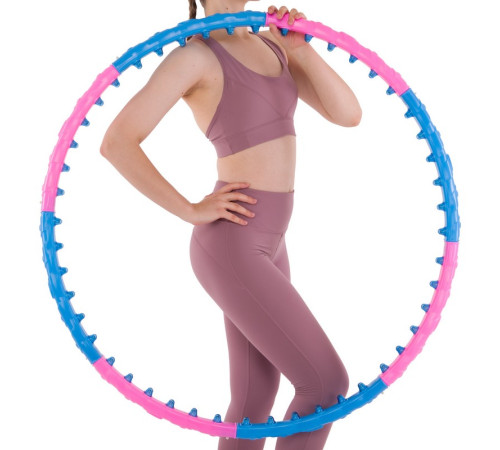 Обруч для похудения массажный разборной Хула Хуп Hula Hoop DYNAMIC JIESEN HOOP 8 секций розовый-синий