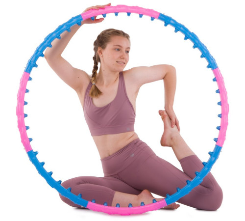 Обруч для похудения массажный разборной Хула Хуп Hula Hoop DYNAMIC JIESEN HOOP 8 секций розовый-синий