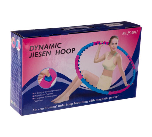 Обруч для похудения массажный разборной Хула Хуп Hula Hoop DYNAMIC JIESEN HOOP 8 секций розовый-синий