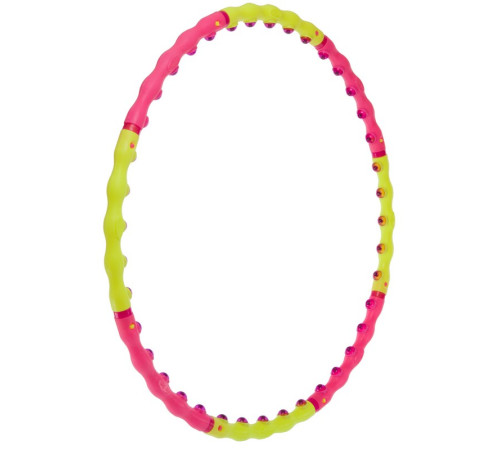 Обруч для схуднення масажний розбірний Хула Хуп Hula Hoop SPORT HOOP 8 секцій рожевий-лимонний