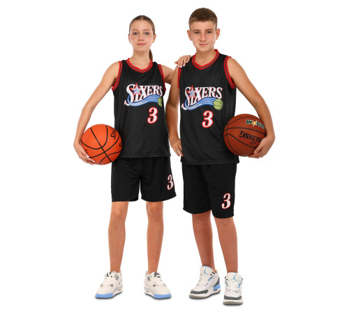 Форма баскетбольна дитяча NBA клуб Sixers 3 S-2XL чорний-червоний