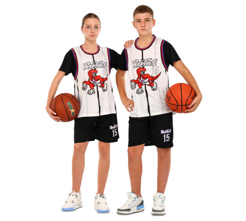 Форма баскетбольная детская NBA клуб Raptors 15 S-2XL белый-черный